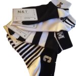 Melnbaltas kokvilnas zeķes