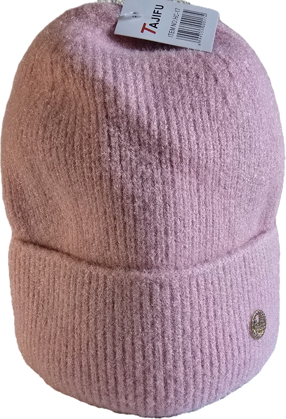 2025/12/1000045735.png Adīta ziemas cepure ar atloku (Angora + Viskoze)Rozā krāsā - Image 1