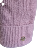 Adīta ziemas cepure ar atloku (Angora + Viskoze)Rozā krāsā - Image 3
