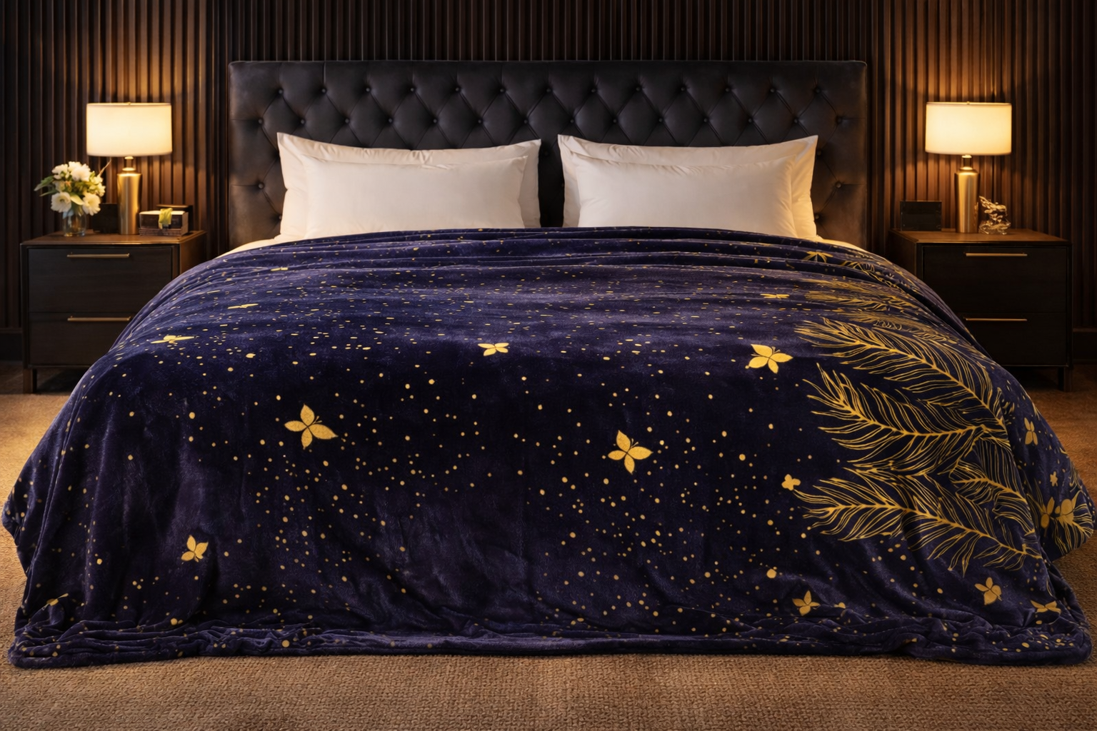 2025/12/1000055230.png Pleds ar lapu un tauriņu rakstu 200x220 cm - Image 1