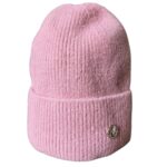 Adīta ziemas cepure ar atloku (Angora + Viskoze)Rozā krāsā