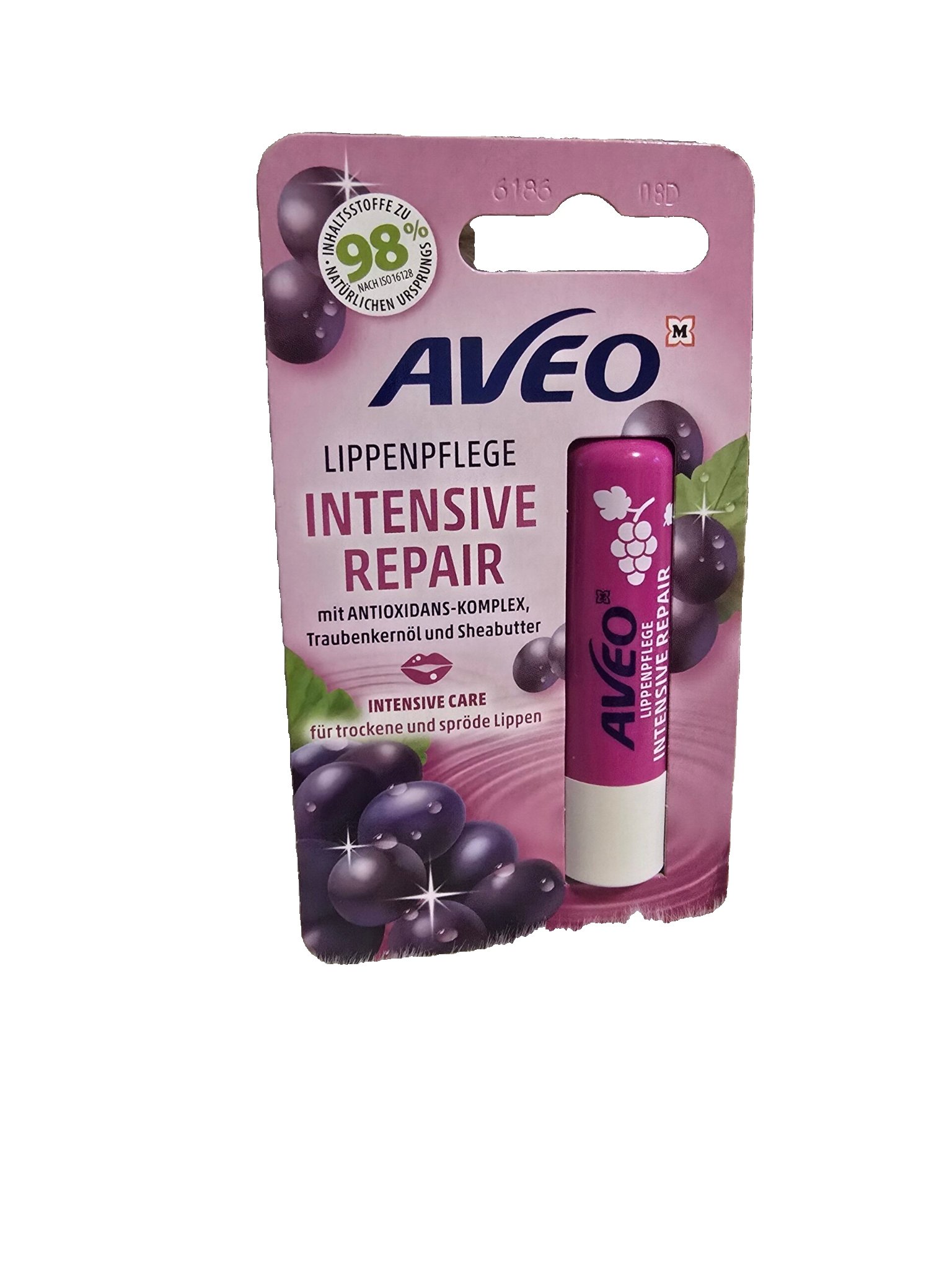 2026/01/wp-1767472621647.jpg Lūpu balzams AVEO Intensive Repair ar vīnogu kauliņu eļļu un šī sviestu - Image 1