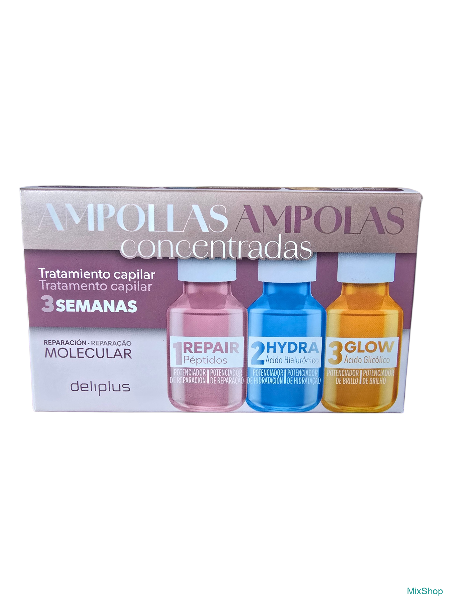 2026/07/1000075912.png Koncentrētas ampulas matiem Deliplus Ampollas Tratamiento Capilar 3 Semanas Reparación Molecular, 3x20 ml - Image 1