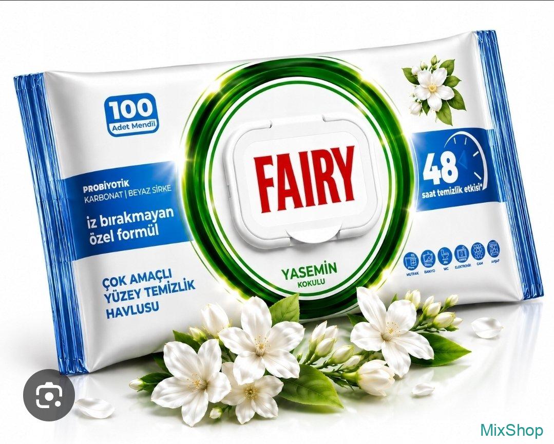 2026/08/1000076932.jpg Fairy daudzfunkcionālas mitrās salvetes virsmām Yasemin Çiçeği, 100 gab. - Image 1