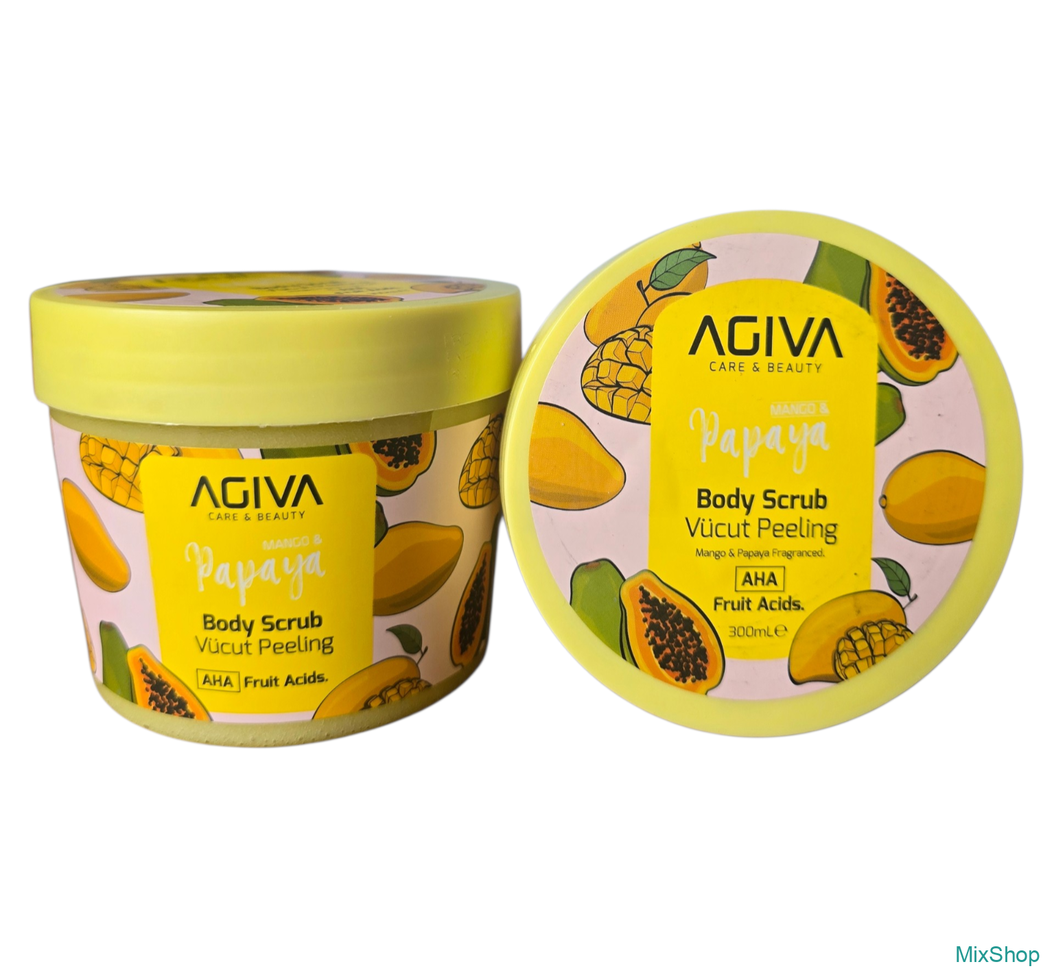 2026/08/1000077435.png AGIVA Mango & Papaya ķermeņa skrubis ar AHA skābēm, 300 ml - Image 1