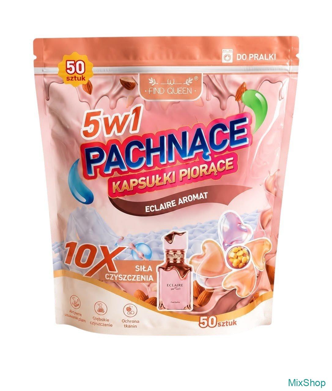 2026/08/1000078487.jpg Find Queen 5in1 Pachnące — Parfimētas veļas mazgāšanas kapsulas (Eclaire Aromat), 50 gab. - Image 1