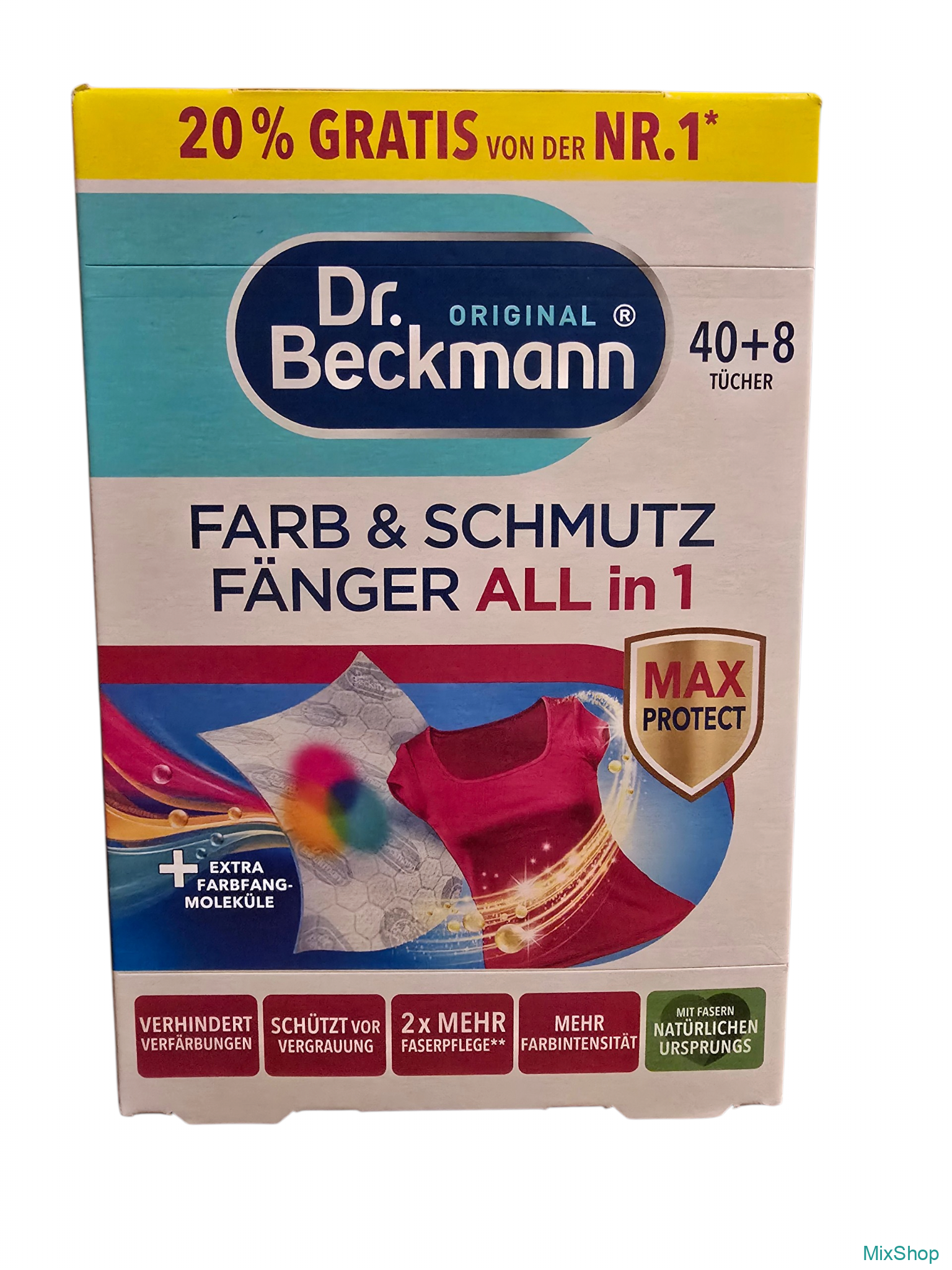 2026/09/1000080417.png Krāsu un netīrumu uztveršanas salvetes veļas mazgāšanai "Dr. Beckmann Farb & Schmutz Fänger All in 1", 48 gab. (40+8) - Image 1