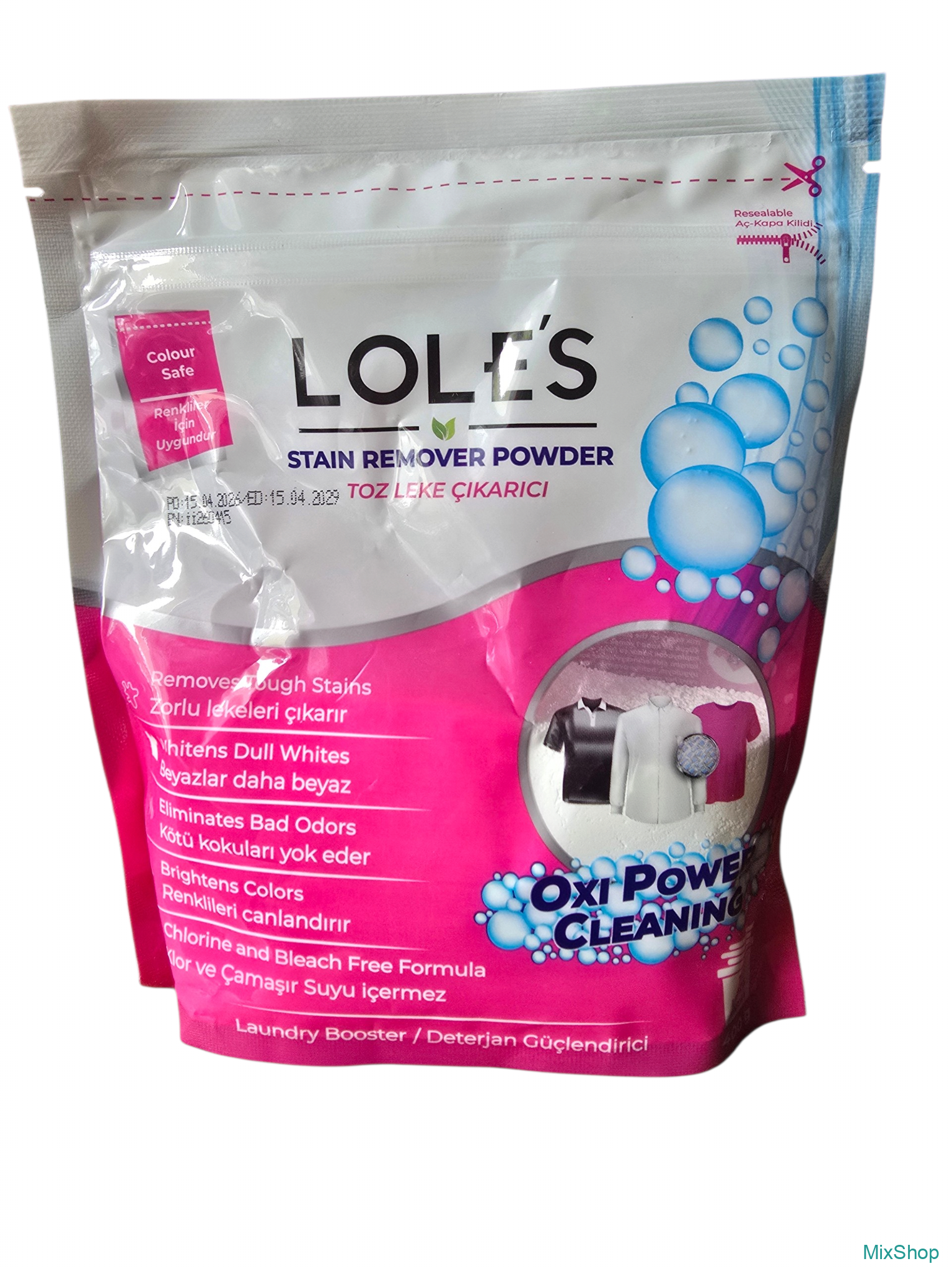 2026/09/1000083632.png LOLE’S Oxi Power Cleaning pulverveida traipu tīrītājs krāsainai un baltai veļai, 750 g - Image 1