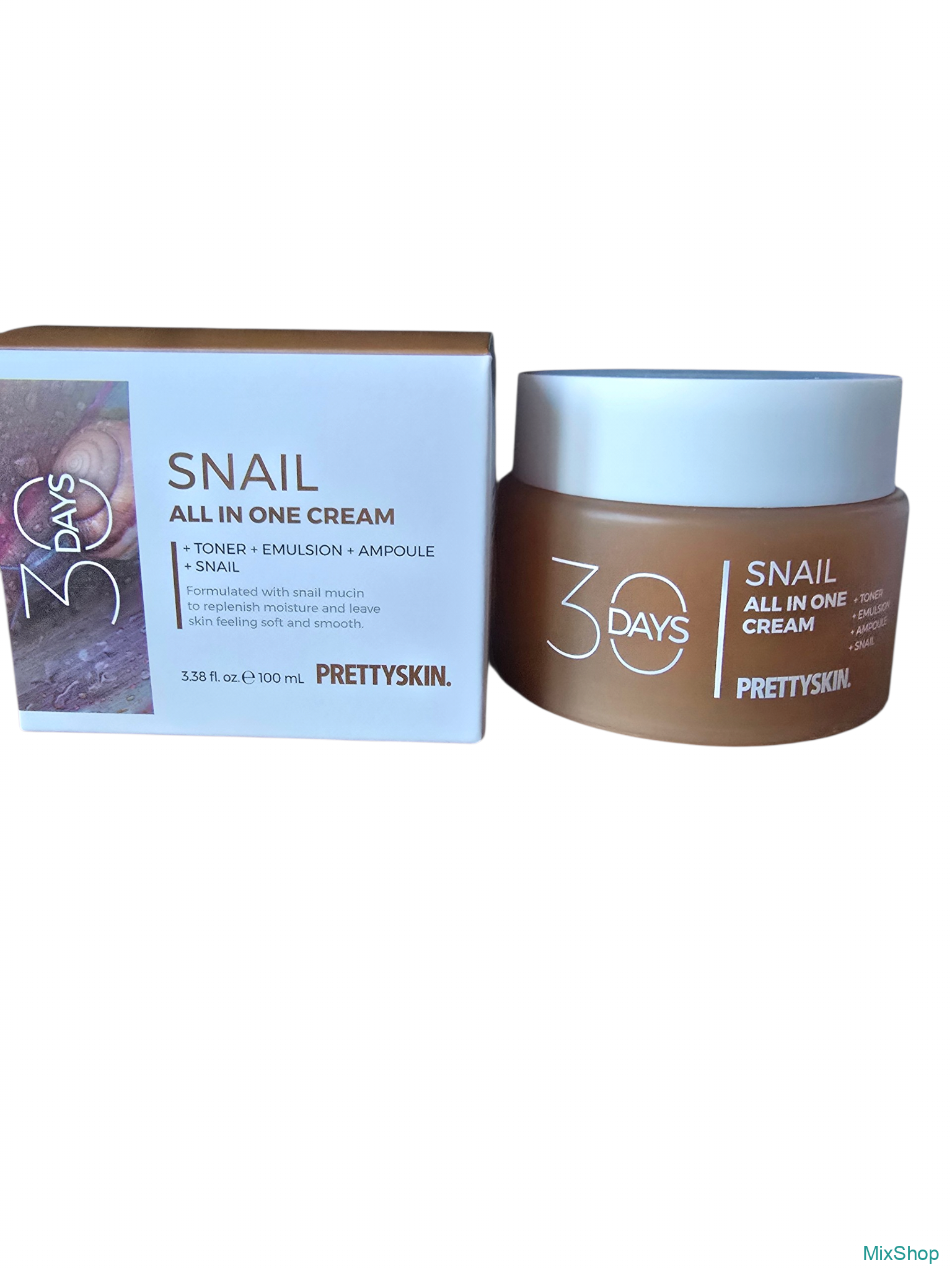 2026/09/1000084061.png PrettySkin 30 Days Snail All In One Cream daudzfunkcionāls sejas krēms ar gliemežu mucīnu, 100 ml - Image 1