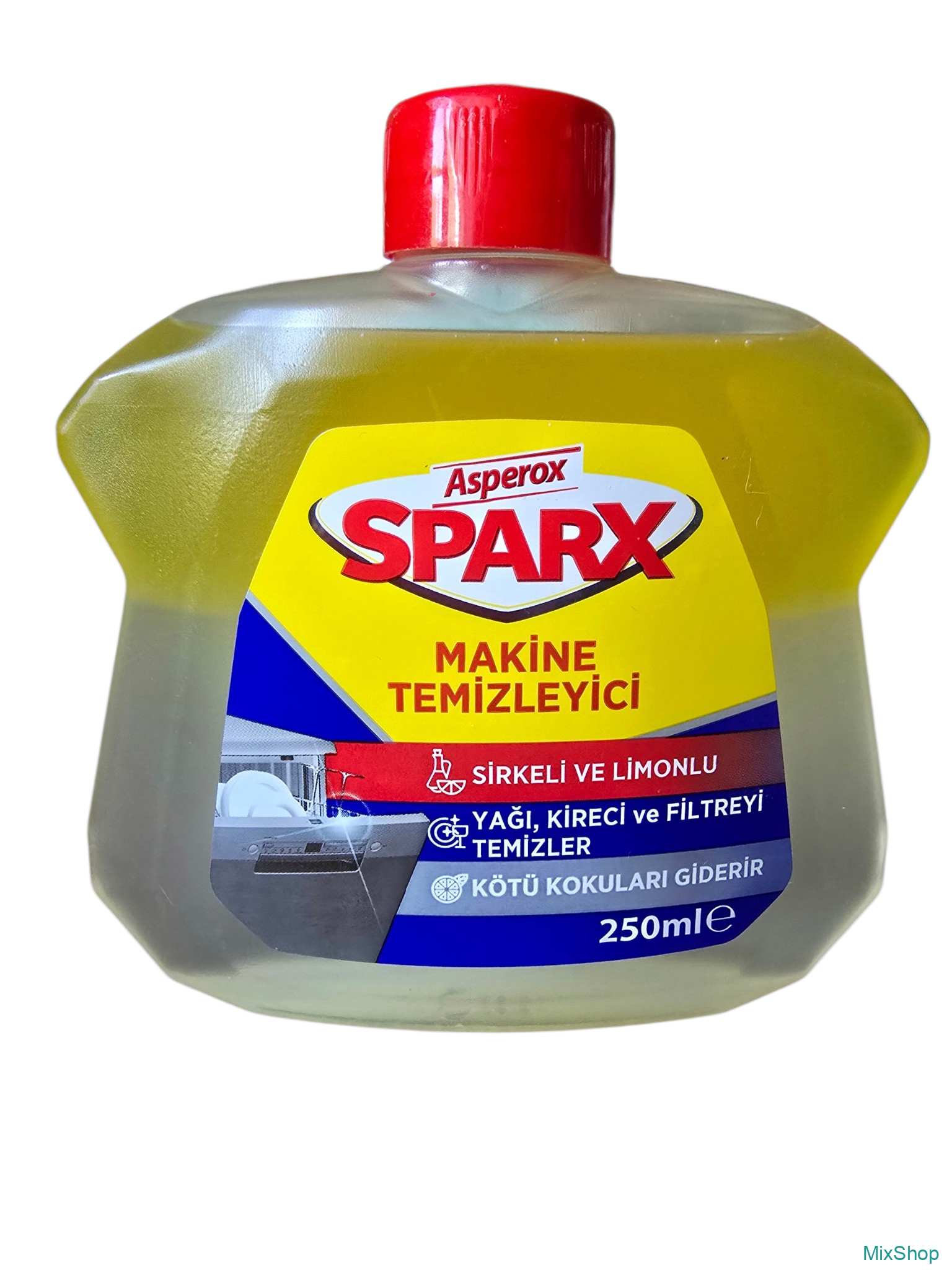 2026/10/1000084968.png Asperox Sparx trauku mazgājamās mašīnas tīrīšanas līdzeklis ar etiķi un citronu, 250 ml - Image 1